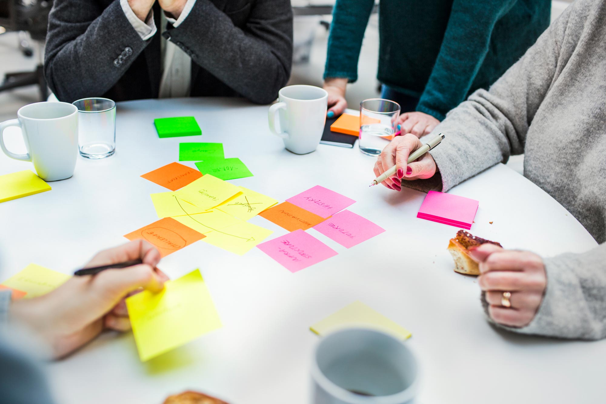Kollegor som sitter med post it-lappar